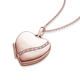 Herz Medaillon Rosegold für 2 Bilder (inkl. Foto-Service), Foto Amulett mit Gravur zum Öffnen, Damen Kette mit Bild, Frauen Geschenk Schmuck Liebe*