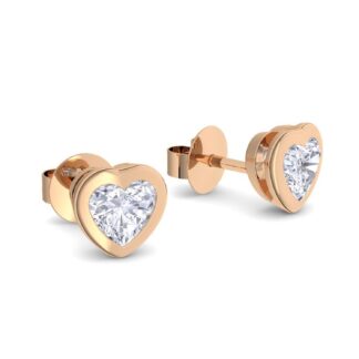 Herz Ohrstecker Rosegold vergoldet (Silber 925 Rose vergoldet) klein Zirkonia Damen Herz Ohrringe Rose Stecker Herzchen Herzform Herzohrring mit Stein*
