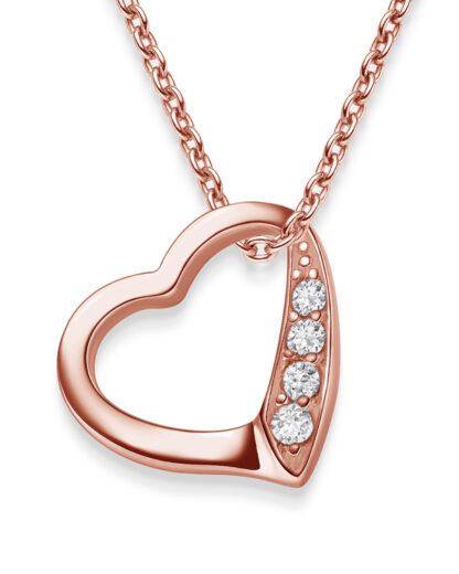 Herzkette Rosegold vergoldet Halskette Damen Herz Rosegold vergoldet Herzanhänger mit Zirkonia vergoldet echte Kette Silber 925 Geschenk Freundin Mama*