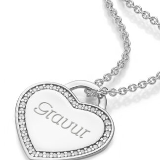 Herzkette mit GRAVUR Silber 925 Kette Halskette Herz Geschenke Damen Frauen Freundin Valentinstag Liebesgeschenke Jahrestag Schmuck Liebe Namen*