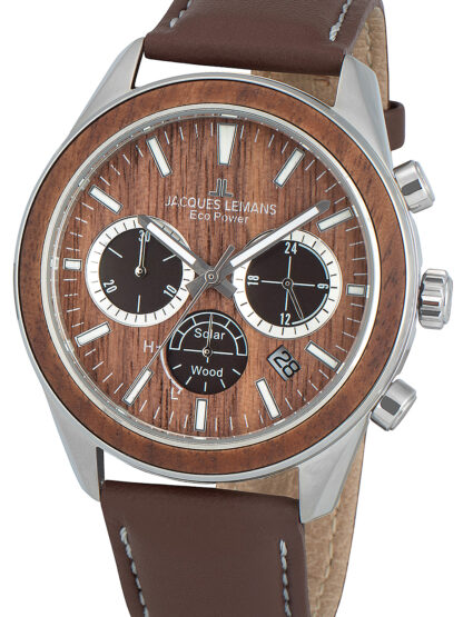 Jacques Lemans 1-2115B Eco Power Wood Herrenuhr 44mm 10ATM*