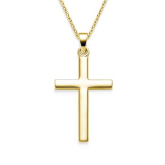 Kreuz Kette Gold (Silber 925 hochwertig vergoldet) + inkl. Luxusetui + Goldanhänger echt Silber Kreuzkette Gelbgold ohne Stein Kreuzanhänger Anhänger*