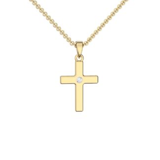 Kreuz Kette Gold (Silber 925 hochwertig vergoldet) mit Zirkonia + inkl. Luxusetui + Kreuzkette mit Stein wie Diamant Kreuzanhänger Anhänger Kommunion*