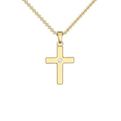 Kreuz Kette Gold (Silber 925 hochwertig vergoldet) mit Zirkonia + inkl. Luxusetui + Kreuzkette mit Stein wie Diamant Kreuzanhänger Anhänger Kommunion*