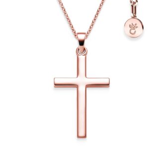 Kreuz Kette Rosegold (Silber 925 hochwertig vergoldet) + inkl. Luxusetui + Goldanhänger echt Silber Kreuzkette Rosegold ohne Stein Kreuzanhänger*