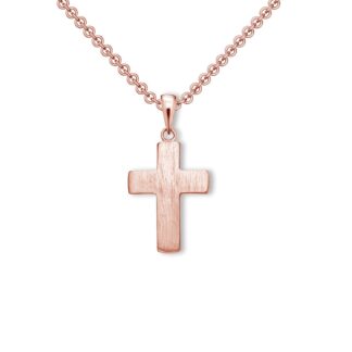 Kreuz Kette Rosegold (Silber 925 hochwertig vergoldet) + inkl. Luxusetui + Goldanhänger echt Silber Kreuzkette Rosegold ohne Stein Kreuzanhänger*