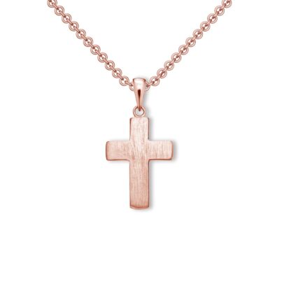 Kreuz Kette Rosegold (Silber 925 hochwertig vergoldet) + inkl. Luxusetui + Goldanhänger echt Silber Kreuzkette Rosegold ohne Stein Kreuzanhänger*