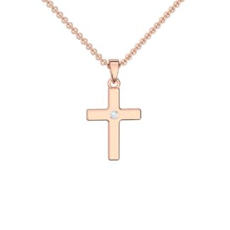 Kreuz Kette Rosegold (Silber 925 hochwertig vergoldet) mit Zirkonia + inkl. Luxusetui + Kreuzkette mit Stein wie Diamant Kreuzanhänger Anhänger*