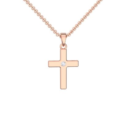 Kreuz Kette Rosegold (Silber 925 hochwertig vergoldet) mit Zirkonia + inkl. Luxusetui + Kreuzkette mit Stein wie Diamant Kreuzanhänger Anhänger*