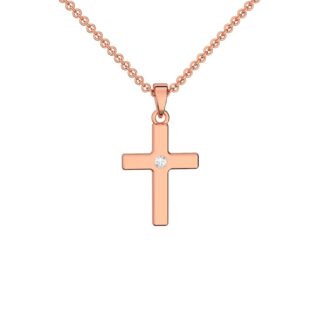 Kreuz Kette Rotgold (Silber 925 hochwertig vergoldet) mit Zirkonia + inkl. Luxusetui + Kreuzkette mit Stein wie Diamant Kreuzanhänger Anhänger*