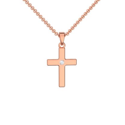 Kreuz Kette Rotgold (Silber 925 hochwertig vergoldet) mit Zirkonia + inkl. Luxusetui + Kreuzkette mit Stein wie Diamant Kreuzanhänger Anhänger*