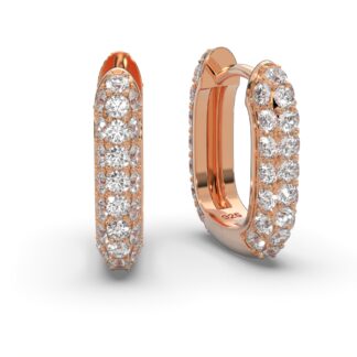 Ohrringe Creolen Damen Rosegold (Silber 925 vergoldet) von AMOONIC | Huggie Kreolen u-förmig oval rechteckig | Klappcreolen klein breit mit Zirkonias*
