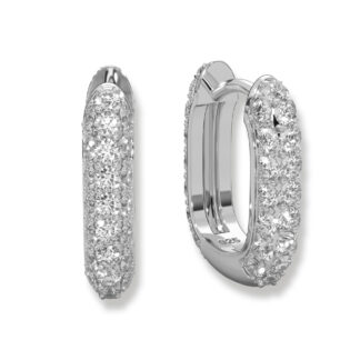 Ohrringe Creolen Damen Silber 925 von AMOONIC | Huggie Creolen u-förmig oval rechteckig | Silberohrringe Kreolen klein breit mit Zirkonias*