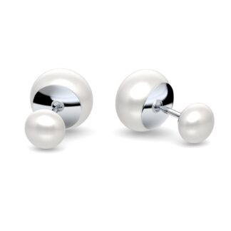 Perlenohrringe doppelt Silber 925 Doppelperle Ohrstecker ** hochwertige Süßwasser Bouton Perlen weiß** Stecker Ohrringe Perle Tropfen Doppel*