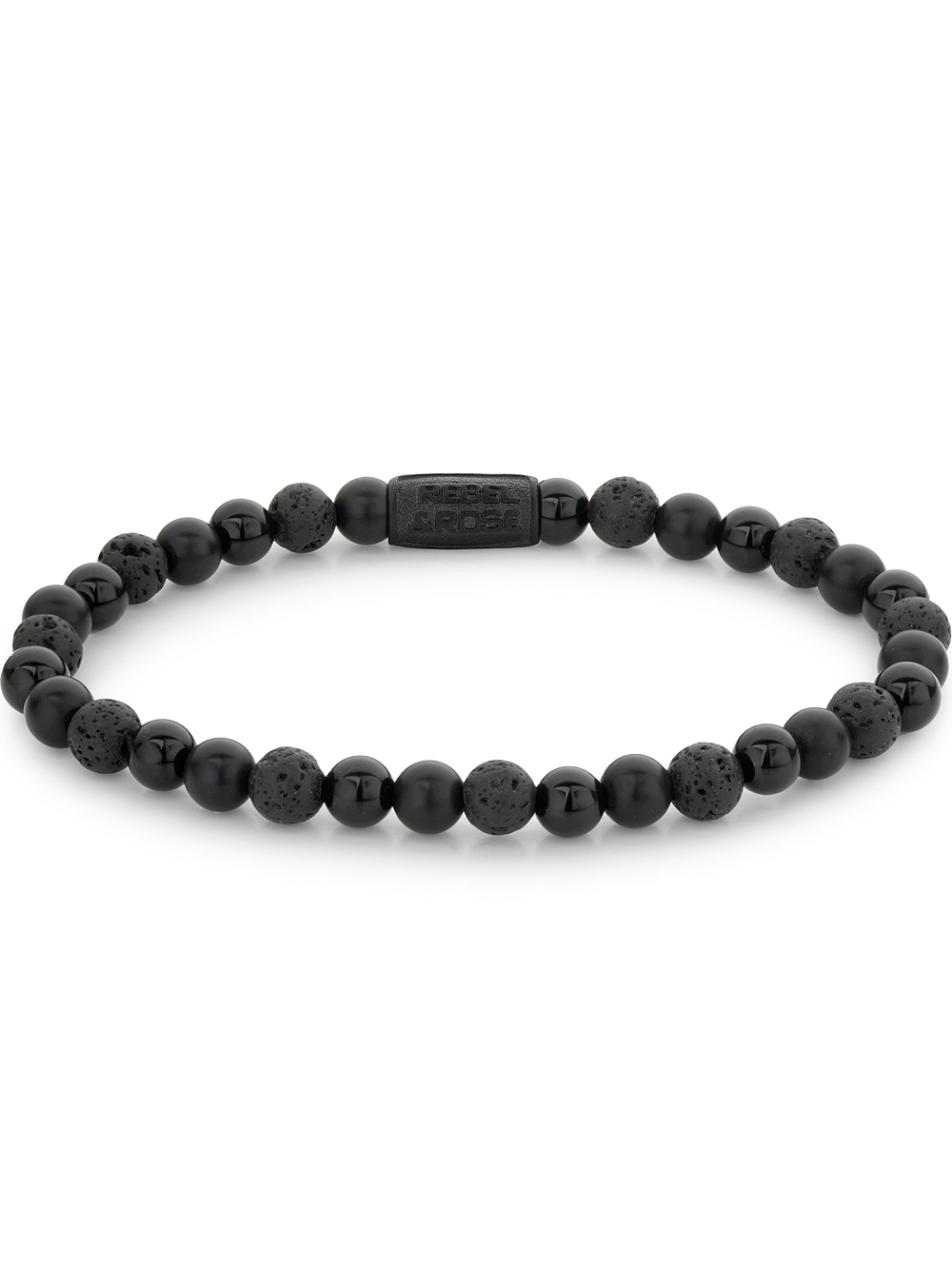 Rebel & Rose Armband Black Rocks RR-60088-B-M Unisex*