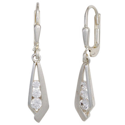 SIGO Boutons 925 Sterling Silber mattiert 6 Zirkonia Ohrringe Ohrhänger*