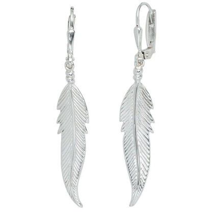 SIGO Boutons Feder 925 Sterling Silber Ohrringe Ohrhänger*