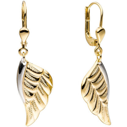 SIGO Boutons Flügel Engelsflügel 333 Gold Gelbgold bicolor Ohrringe Ohrhänger*