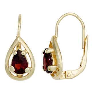 SIGO Boutons Tropfen 333 Gold Gelbgold 2 Granate rot Ohrringe Ohrhänger Goldohrringe*