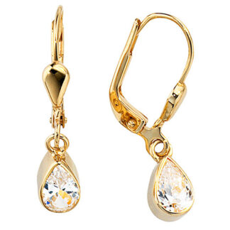SIGO Boutons Tropfen 333 Gold Gelbgold 2 Zirkonia Ohrringe Ohrhänger Goldohrringe*