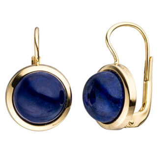 SIGO Boutons rund 333 Gold Gelbgold 2 Lapislazuli blau Ohrringe Ohrhänger*