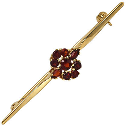 SIGO Brosche 375 Gold Gelbgold 9 Granate rot Goldbrosche*