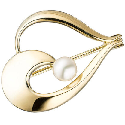 SIGO Brosche 585 Gold Gelbgold 1 Süßwasser Perle Perlenbrosche Goldbrosche*