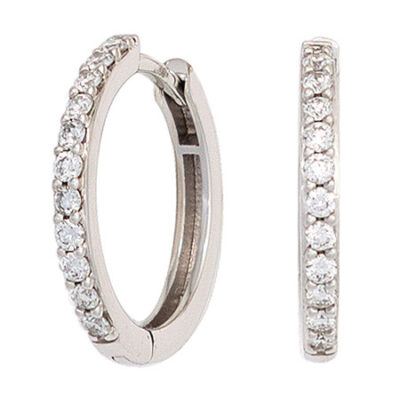 SIGO Creolen 585 Gold Weißgold 22 Diamanten Brillanten Ohrringe Diamantcreolen*