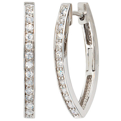 SIGO Creolen oval 925 Sterling Silber mit Zirkonia Ohrringe Silbercreolen*