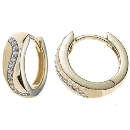 SIGO Creolen rund 333 Gold Gelbgold bicolor mattiert mit Zirkonia Ohrringe*