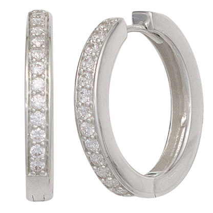 SIGO Creolen rund 925 Sterling Silber mit Zirkonia Ohrringe Silbercreolen*