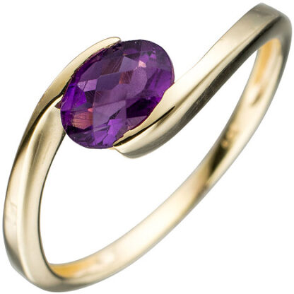 SIGO Damen Ring 333 Gold Gelbgold 1 Amethyst lila violett Goldring*