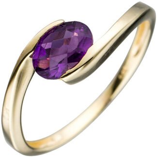 SIGO Damen Ring 333 Gold Gelbgold 1 Amethyst lila violett Goldring*