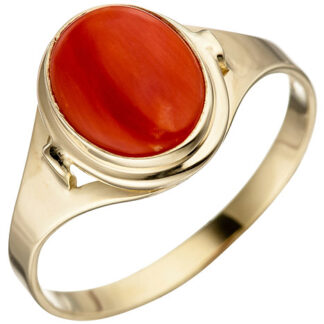 SIGO Damen Ring 333 Gold Gelbgold 1 Koralle rot Goldring*
