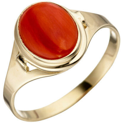 SIGO Damen Ring 333 Gold Gelbgold 1 Koralle rot Goldring*