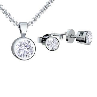 Schmuckset Damen Silber 925 Kette und Ohrringe Set Schmuck Set Anhänger Halskette Damenkette Ohrstecker Schmuck-Set Geschenk-Ideen Geburtstag*