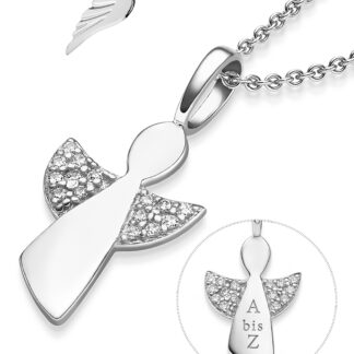 Schutzengel Kette Silber 925 Geschenk Mädchen Kommunion Taufe Einschulung Engelkette Engel Anhänger Kinder Baby Taufkette Taufgeschenk Kinderschmuck*