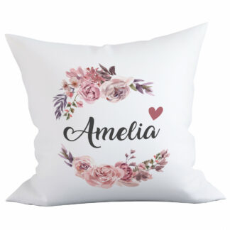 Taufkissen Blume in Rosa Bezug "Modell Amelia" "Baumwolle"*