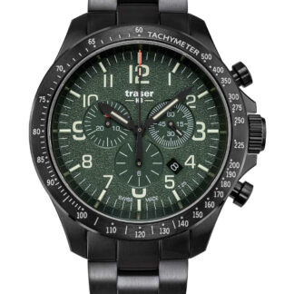 Traser H3 109464 P67 Officer Chronograph Green Steel Herrenuhr 46mm 10ATM*