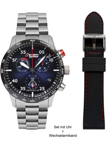 Zeppelin 7298M-3-Set Eurofighter Typhoon Quarz Herrenuhr 43mm 10ATM*