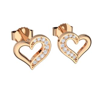 Zirkonia Herz Ohrringe Rosegold Ohrringe Herzform Rosegold Ohrstecker Herz Ohrringe romantische Geschenke "Ich liebe ich" Geschenk für Freundin*
